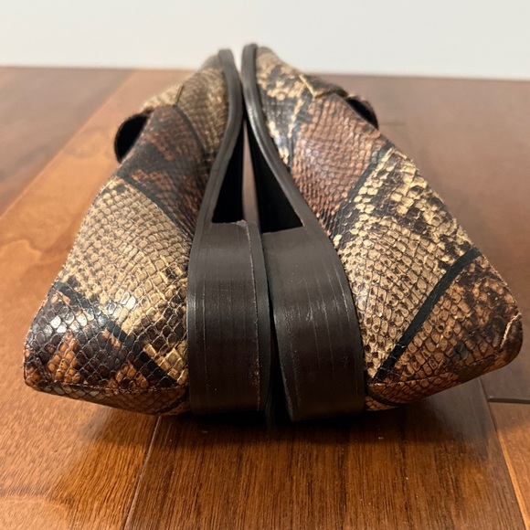 Via Spiga Tan and Brown Snake Print Loafers - Picture 9 of 12